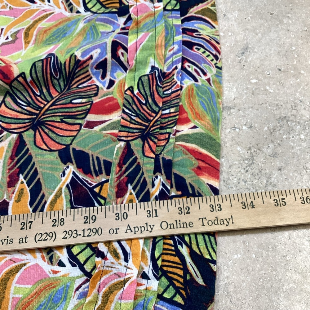 C&C California Multicolor Leaf Print SZ S tropical mini 100% Linen dress - Picture 9 of 9